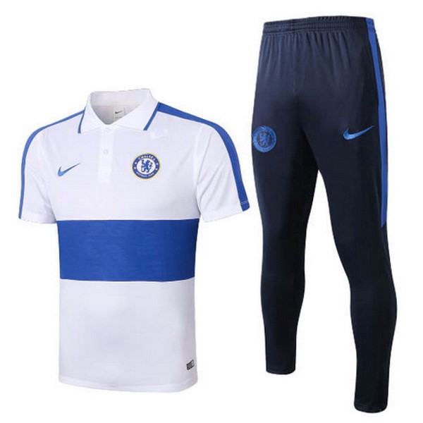 Polo Conjunto Completo Chelsea 2020/21 Blanco Azul